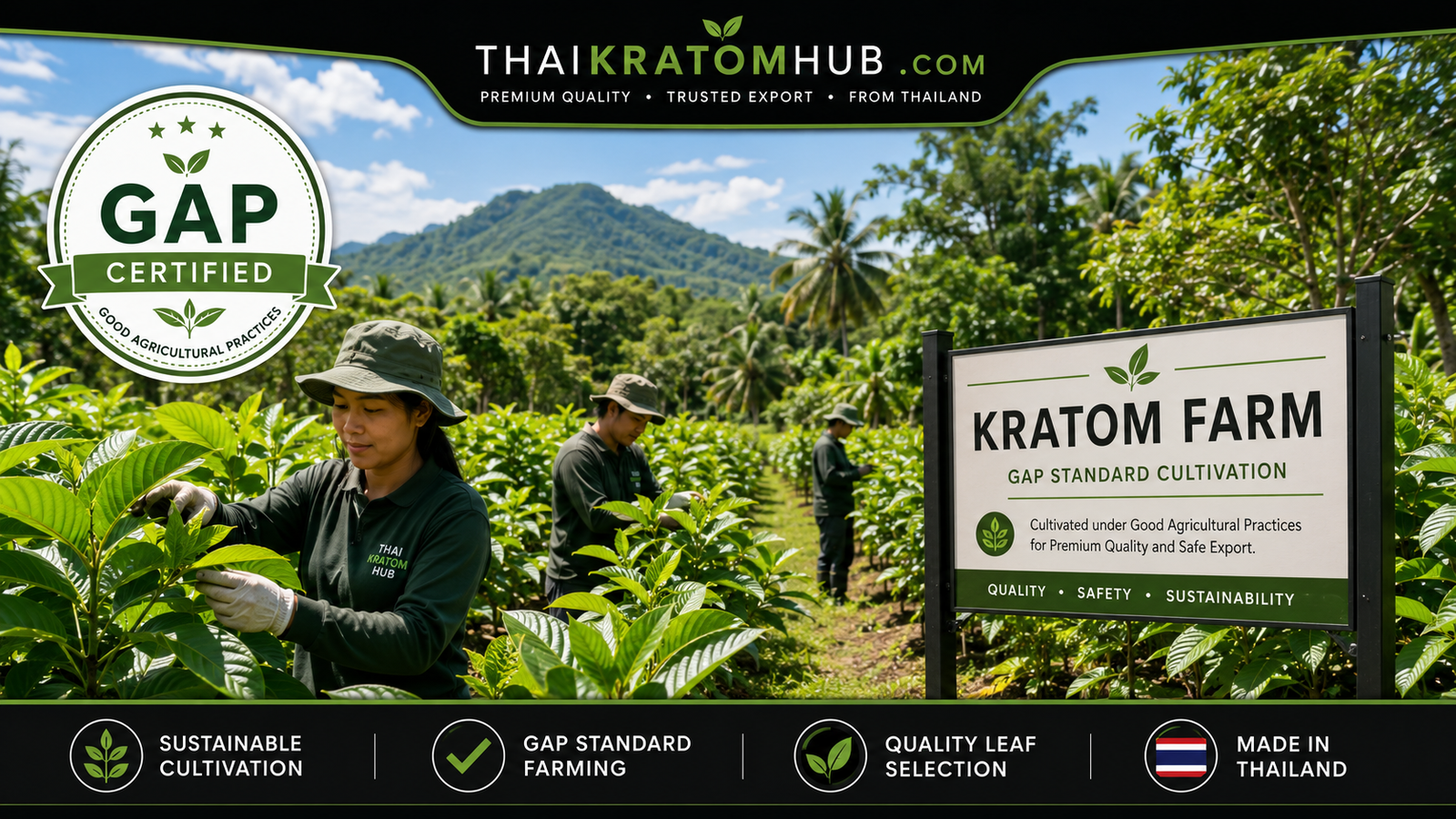 Thai kratom farm with GAP standard cultivation